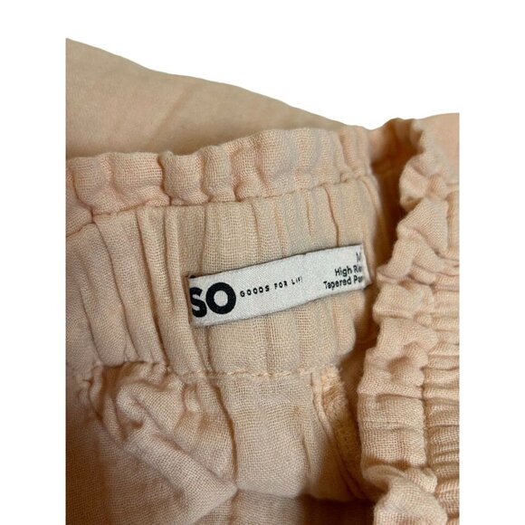 Peach Crepe Gauze SO Womens High Rise Tapered M Pants With Tie - Picture 3 of 5